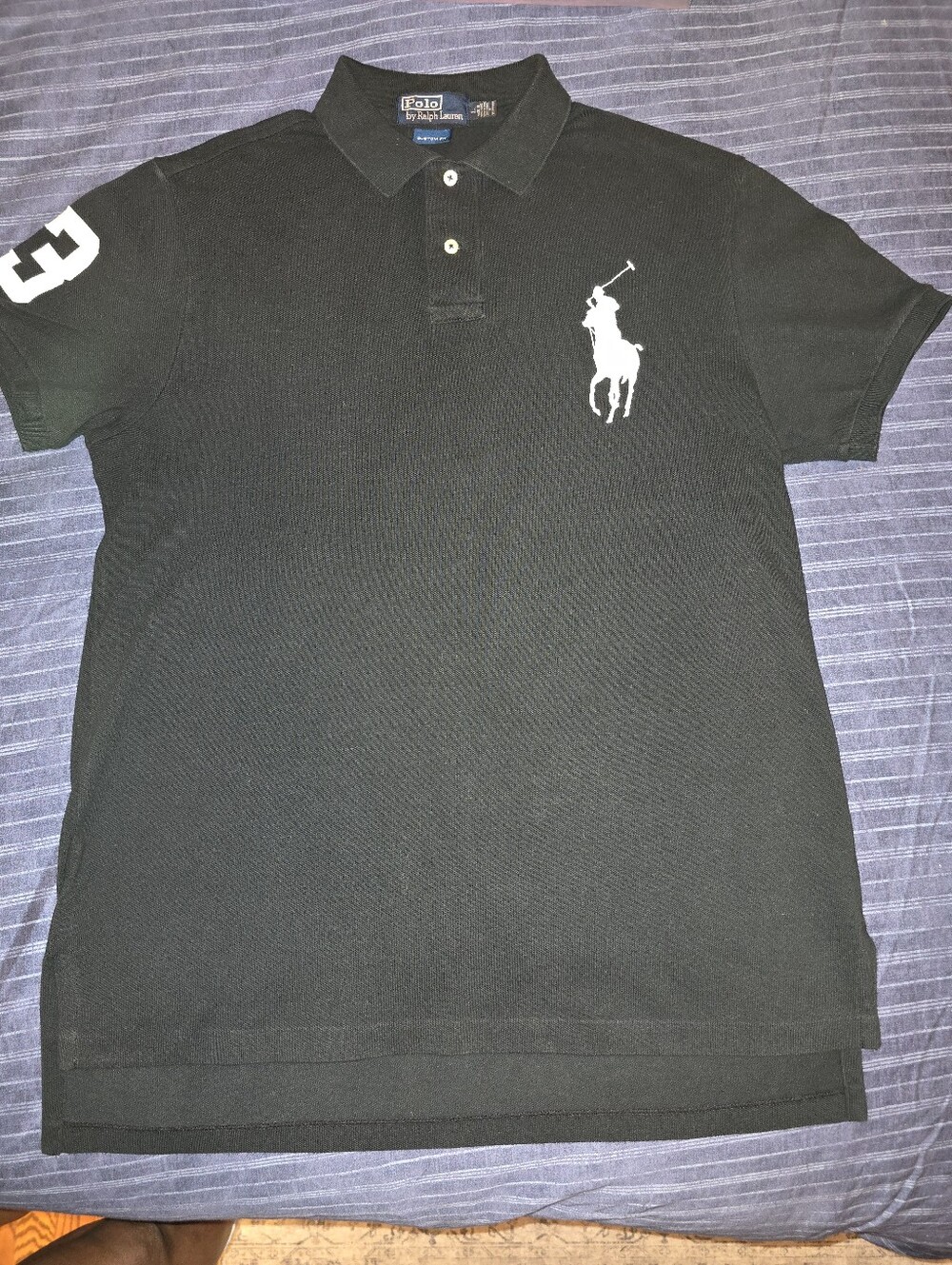 L - Ralph Lauren Black Polo Shirt /with White BIG Polo. (PRISTINE CONDITION)